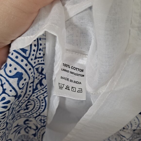 Fitzroy & Willa Blue White Boho Beach Coastal Babydoll Dress - Picture 7 of 9